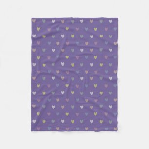 Tiny polka hearts on Ultra Violet Purple Fleece Blanket