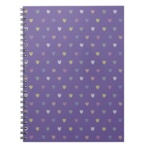 Tiny polka hearts on Ultra Violet Purple Notebook