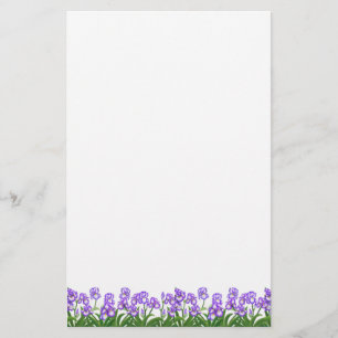 Tiny Purple Iris Flowers Stationery