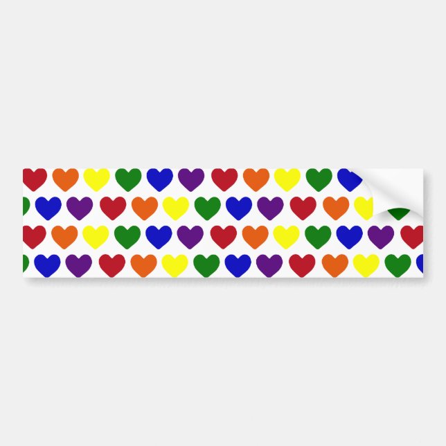 Tiny Rainbow Hearts Bumper Sticker (Front)