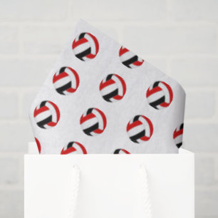 tiny red black volleyballs pattern tissue paper