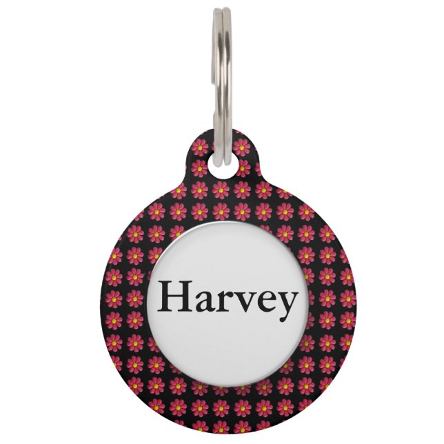 Tiny Red Flowers Pet Tag (Front)