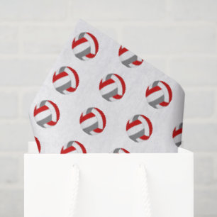 tiny red gray volleyballs pattern tissue paper