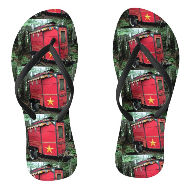 Tiny red gypsy caravan Thunder_Cove Thongs (Footbed)