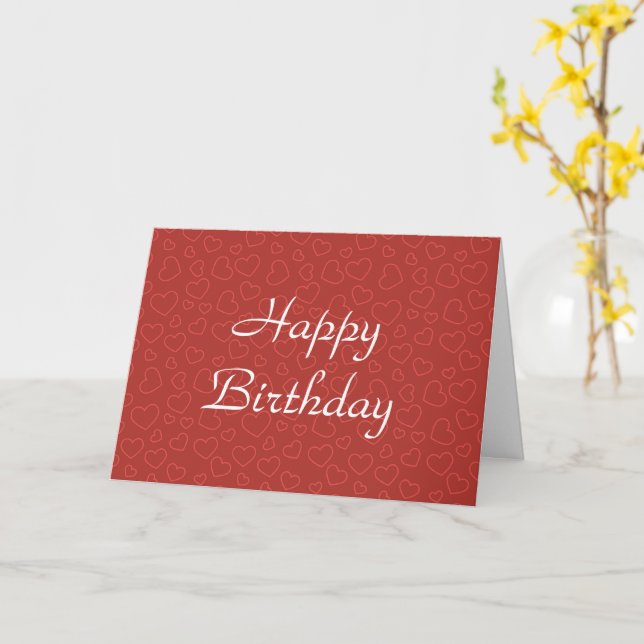 Tiny Red Hearts Birthday  Card (Yellow Flower)