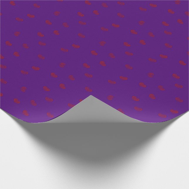 Tiny Red Hearts on Purple Valentine Wrapping Paper (Corner)
