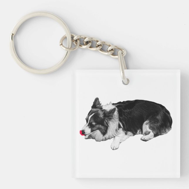 tiny red joy, corgi calm key ring (Front)