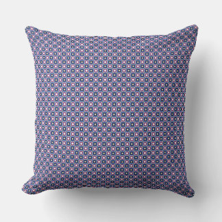Tiny Red Purple Stars and Blue Squares  Cushion
