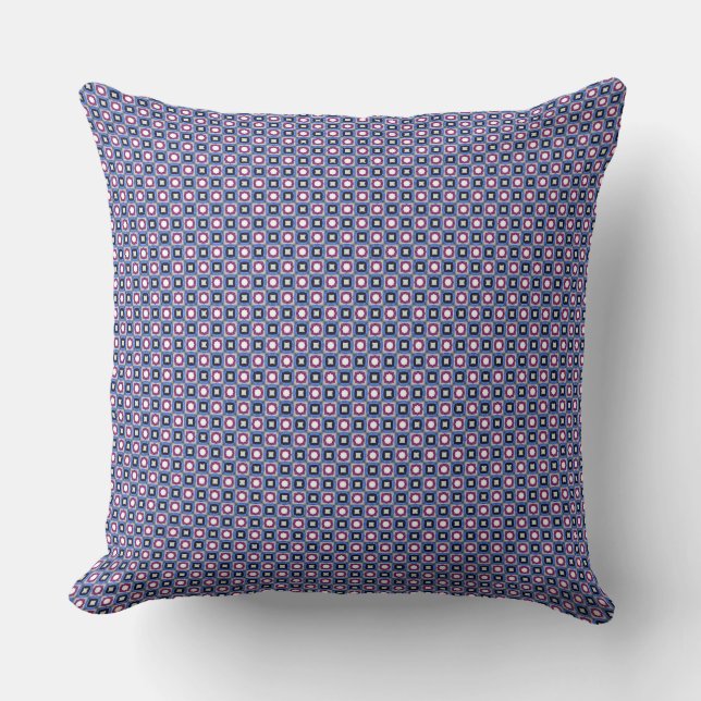 Tiny Red Purple Stars and Blue Squares  Cushion (Front)