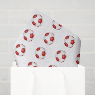 tiny red white soccer balls pattern tissue paper