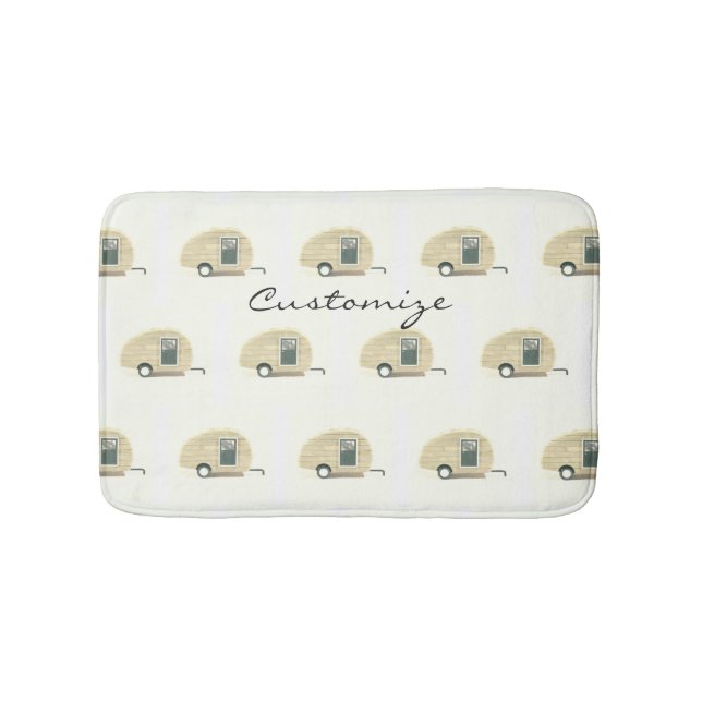 Tiny Retro Vintage campers Bath Mat (Front)