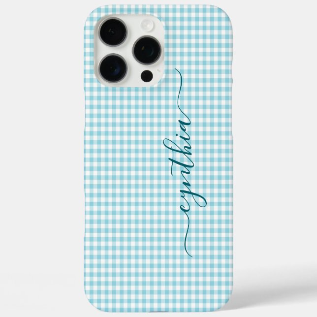 Tiny Robin Egg Blue Gingham Signature Case-Mate iPhone Case (Back)