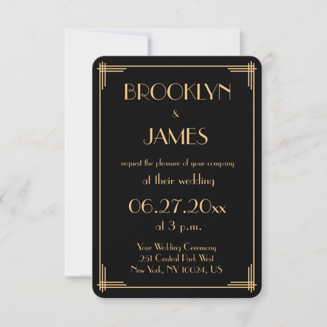 Tiny Round Gatsby Art Deco Wedding Invitations (Front)