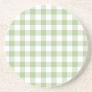 Tiny Sage and White Gingham Coaster