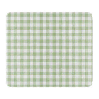 Tiny Sage and White Gingham Cutting Board