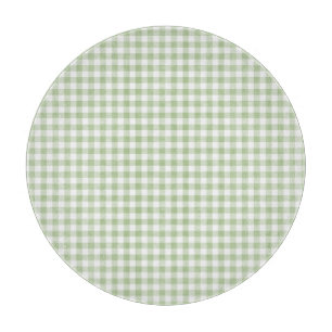Tiny Sage and White Gingham Cutting Board