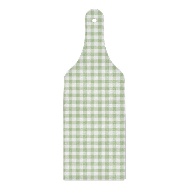 Tiny Sage and White Gingham Cutting Board (Front)