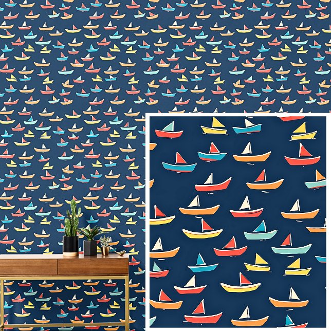 Tiny Sailing Boats on Dark Blue, Nautical  Wallpaper (Creator Uploaded)