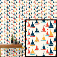 Tiny Sailing Ships Boats, Nautical Red Blue Yellow