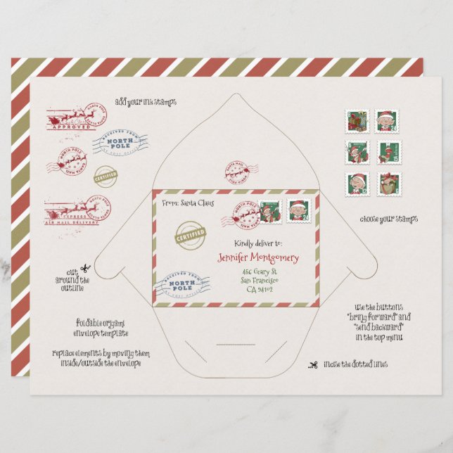 Tiny Santa and Elf Envelopes Origami DIY (Front/Back)