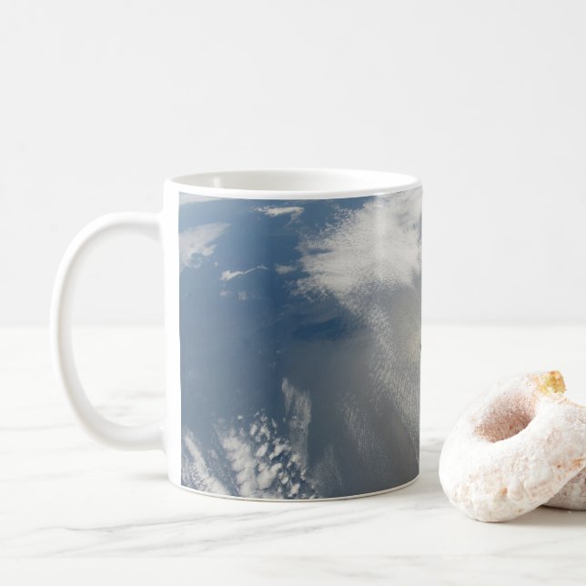 Tiny Satellites Orbit Above A Part Of Earth. Coffee Mug (With Donut)