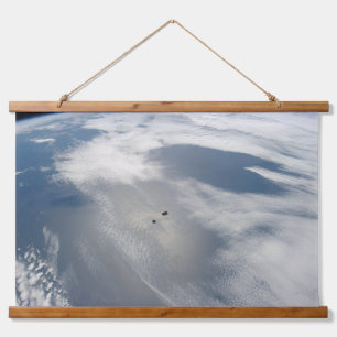 Tiny Satellites Orbit Above A Part Of Earth. Hanging Tapestry