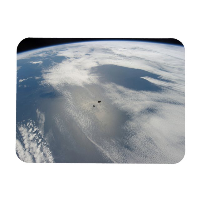 Tiny Satellites Orbit Above A Part Of Earth. Magnet (Horizontal)