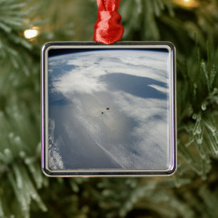 Tiny Satellites Orbit Above A Part Of Earth. Metal Ornament