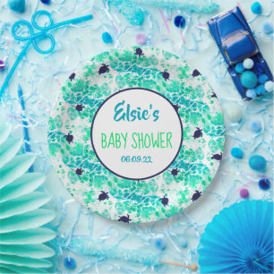 Tiny Sea Turtles , Gender Nuetral Baby Shower Paper Plate