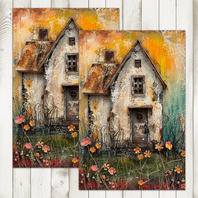 TINY SHABBY COUNTRY HOUSE MIXED MEDIA DECOUPAGE TISSUE PAPER (TINY SHABBY COUNTRY HOUSE MIXED MEDIA DECOUPAGE TISSUE PAPER)