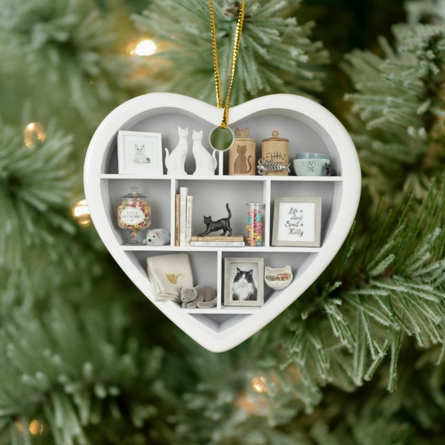 Tiny Shelves  Cat Lover shelf 2D print Cats Ceramic Ornament (Tree)