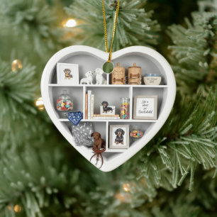 Tiny Shelves  Dachshund Dog Lover edition 2D print Ceramic Ornament