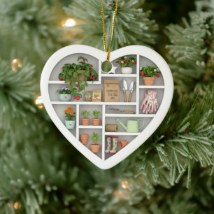 Tiny Shelves: Gardener edition (graphic print) Ceramic Ornament