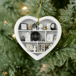 Tiny Shelves Piano Music Fan edition 2Dprint Heart Ceramic Ornament
