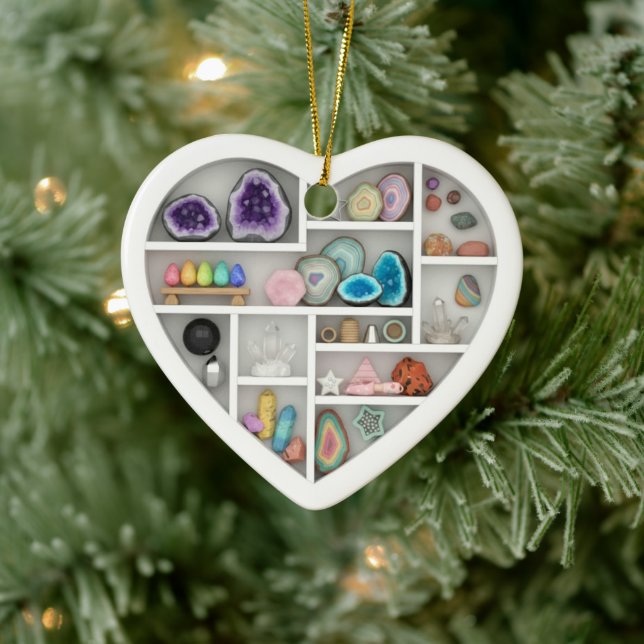 Tiny Shelves Rock Collector 2Dprint Rocks Crystals Ceramic Ornament (Tree)