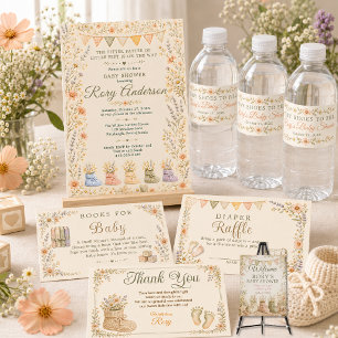 Tiny Shoes to Fill Floral Baby Shower Invitation
