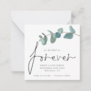 TINY SIZE Decided on Forever Eucalyptus Save Date Card