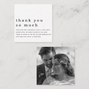 TINY SIZE   Newlywed Black White Photo Thank You Card