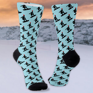 Tiny snowboarder motif on ice blue or any colour s socks
