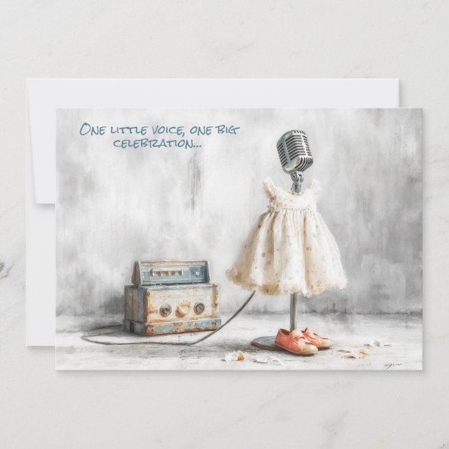 Tiny Songbird – 1st Birthday Girl Invitation (Front)