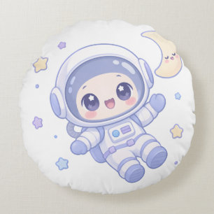 Tiny Space Explorer Round Cushion