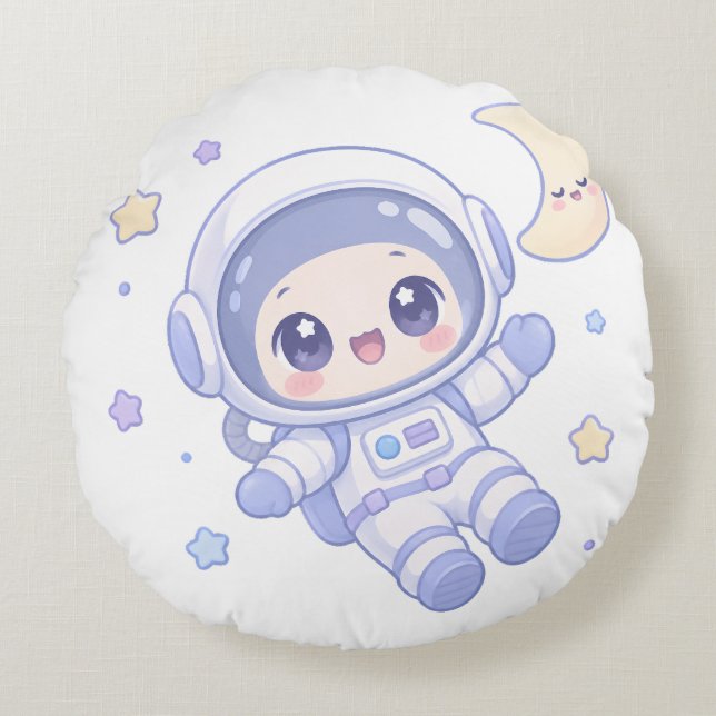 Tiny Space Explorer Round Cushion (Front)