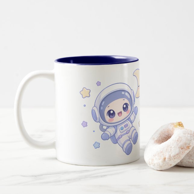 Tiny Space Explorer Two-Tone Coffee Mug (With Donut)