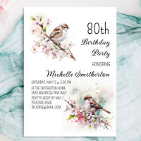 Tiny Sparrow Cherry Blossoms Spring 80th Birthday