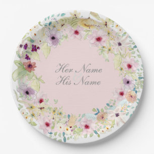 Tiny Spring Flower Wedding Paper Plate