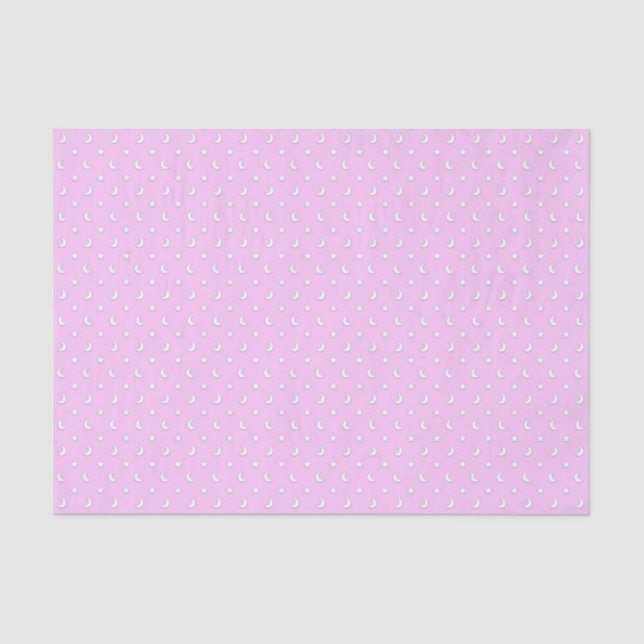 Tiny Stars and Moons on Light Purple Pink Tissue Paper (Front)