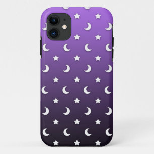 Tiny Stars and Moons on Purple iPhone 11 Case