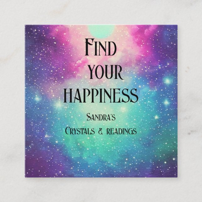 Tiny stars nebula galaxy colourful close up square business card (Front)