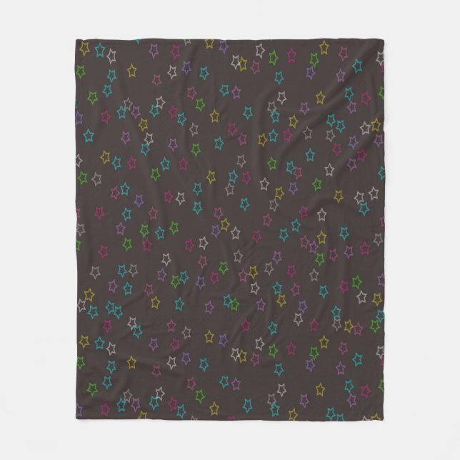 Tiny Stars Print on Black Background Fleece Blanket (Front)