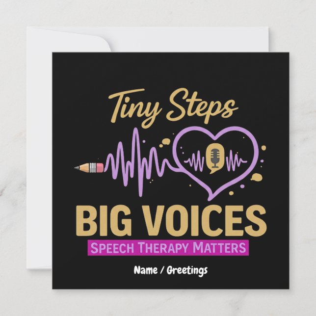 Tiny Steps Big Voices Speech Therapy Matters  Invitation (Front)